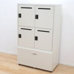 4人用ロッカー ラテラルキャビネット付き ダイヤル式 W800 引き出し用の鍵有り ホワイト 個人 貴重品ロッカー EG17554 中古オフィス家具