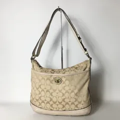 2509-382｜コーチ シグネチャー ショルダーバッグ ベージュ ターンロック