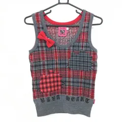 【超美品】ビバハート×ハローキティ ニットベスト グレー×レッド チェック ウール100％  レディース 40(M) ゴルフウェア VIVA HEART