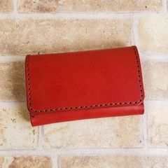 ハンドメイド】名刺入れ リオショルダー 赤 本革手縫い一点物 - メルカリ