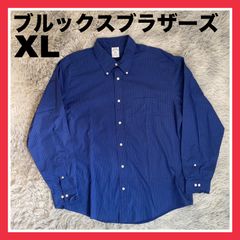 ブルックスブラザーズ　メンズ　LL XL シャツ　長袖　クローバー　モザイク　REGENT 1818 ブルー　コットン　ドレスシャツ