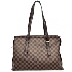 ルイヴィトン トートバッグ レディース ダミエ チェルシー ハンドバッグ 肩掛け かばん 鞄 LOUIS VUITTON N51119 ブラウン 茶 ゴールド金具【中古品】