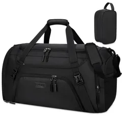 Color:ブラック/55L_Size:55L スポーツバッグ メンズ ボストンバッグ 大容量 修学旅行 旅行バッグ YKKファスナー 撥水加工 乾湿分離 ジムバッグ 40L 55L シューズ収納 斜めがけ 手提げ 肩掛け 男女兼用 black-55L