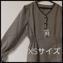 【未使用】千鳥柄ワンピース　ブラウン系　XS