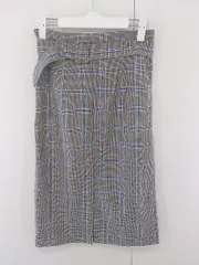 ◇ ◎ NATURAL BEAUTY BASIC チェック 膝下丈 タイト スカート サイズXS オフホワイト ブラック ブルー系 レディース E  【1304260026022】