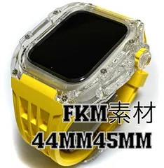 ｲｴﾛｰ★アップルウォッチバンド ラバーベルト カバー　Apple Watch クリア　ケース 44mm 45mm  スポーツ メンズ レディース キラキラ　ケース