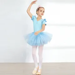 ☆ ショートスリーブ×ブルー ☆ 160cm ☆ バレエ レオタード 上下セット キッズ yleotard5063 バレエ レオタード キッズ バレエ練習着 レッスン バレエレオタード 子供レオタード ダンス衣装 キッズダンス衣装 ダンスウェア 上下セット