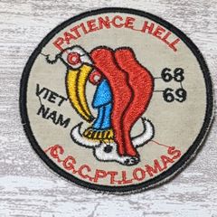 HA60 HAWK 鷲 鷹 ベトナム 戦争 ワッペン 動物 PATIENCE HELL 白 刺繍 おしゃれ リメイク アメリカ軍 アメカジ