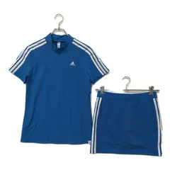 中古 レディース アディダスゴルフ adidas GOLF セットアップ L ブルー 半袖シャツ×スカート 春夏