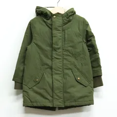 グローバルワーク モッズコート 裏ボア アウター キッズ 男の子用 Mサイズ カーキ GLOBAL WORK 【中古】