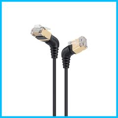 【人気商品】360°回転 L字型 コネクタ 直角 細いケーブル RJ45 カテゴリー8 高速40Gbps/2000MHz FTP 2本 CAT8準拠 イーサネットケーブル 2m 爪折れ防止 シールド サーバー CAT8 企業様向け 業務(2m LANケーブル