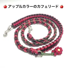ペット用品　🍎 アップルカラーのカフェリード ♥️      〜ハート編み〜　パラコード　ハンドメイド　長さ103㎝　★ オーダー製作致します^ ^♡