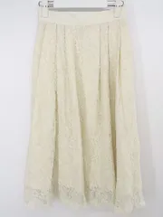 ◇ ROYAL PARTY ロイヤルパーティー レース バックジップ 膝下丈 フレア スカート サイズF アイボリー レディース P  【中古】 【1209270006227】のサムネイル