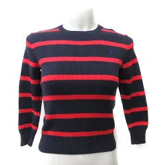 ポロ バイ ラルフローレン Polo by Ralph Lauren ニット カットソー ボーダー 長袖 刺繍 7 S 紺 ネイビー 赤 レッド /YIのサムネイル