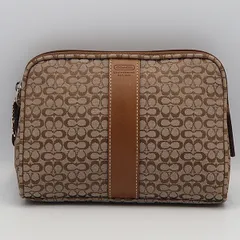 コーチ ポーチ ブラウン レザー シグネチャー柄 小物入れ コスメポーチ レディース 2000000 NSK OMI