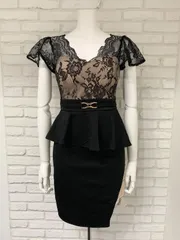 dazzy store  デイジーストア　キャバドレス　レース　ペプラム　ゴールド金具　タイト　ミニ　M