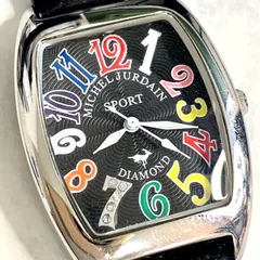 【美品⭐️MICHEL JURDAIN】 ミッシェルジョルダン　 レディース腕時計　 michel Jurdain SPORT    トノー型　 7時に5粒の天然ダイヤ付き　 レザーベルトブラック　 SL-1000-7 （AYA） 24052700200KTのサムネイル