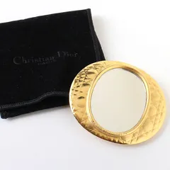 MOH25136 美品 Christian Dior クリスチャン ディオール ミラー 手鏡 ゴールドカラー コンパクトミラー カナージュ