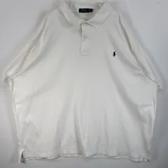 古着 ポロ・ラルフローレン POLO RALPH LAUREN 半袖 ポロシャツ ロゴ 刺繍 大きいサイズ 2ボタン 3XB  ホワイト 無地 メンズ