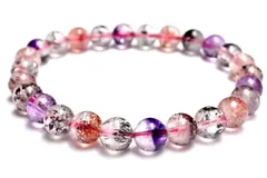 【１点物】高品質AAA☆透明 スーパーセブン（レピドクロサイトインクォーツ）　7mm　ブレスレット パワーストーン 天然石 _MA6436