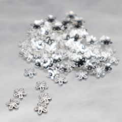 ネイルパーツ 100個 花 シルバー かわいい パーツ デコパーツ 着物 前撮り