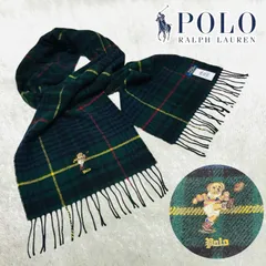 希少 POLO RALPH LAUREN ポロラルフローレン ポロベア マフラー ラクビー ブラックウォッチ ウールマフラー