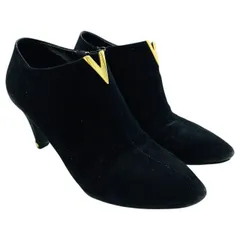 ルイ ヴィトン ブーティ ショートブーツ シューズ ヒール サイドジップ スエード ブラック ゴールド金具 [サイズ 35(約22cm)]