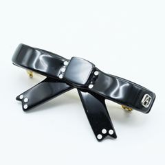 ALEXANDRE DE PARIS アレクサンドルドゥパリ リボンモチーフ ラインストーン バレッタ ヘアアクセサリー ブラック K07-k098