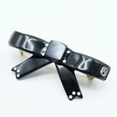 アレクサンドルドゥパリ　リボンバレッタ　ブラック　黒　ラインストーン バレッタ (8 cm)｜ALEXANDRE DE PARIS（アレクサンドル ドゥ パリ）