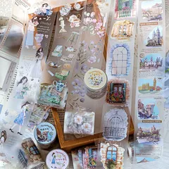 MT295 人物 女性 女の子 花 窓 PET コラージュ 素材 マスキングテープ マステ コラージュ シール コラージュシール コラージュ素材 紙もの 手帳 日記 ジャンクジャーナル 海外 紙モノ 紙物