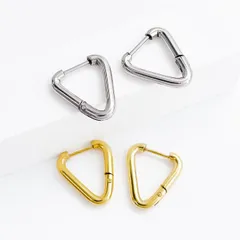 選べる2色！三角形 フープピアス ワンタッチタイプ サージカルステンレス【ste99】