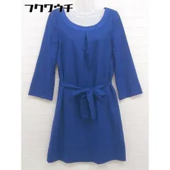 ◇ ◎ UNITED ARROWS ユナイテッドアローズ ウエストリボン 長袖 膝丈 ワンピース サイズ40 ブルー レディース  【中古】 【1110140002426】