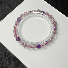 上級 EU製 ★スーパーセブン★パワーストーン ブレスレット 天然石 綺麗 お守り 6.8-7.3mm ZB509