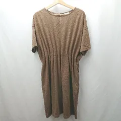 ◇ ⊂ UNITED ARROWS ユナイテッドアローズ 無地 シンプル 半袖 膝丈 ワンピース サイズ表記なし ブラウン レディース E  【1504240012193】