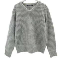 nano universe ナノユニバース 長袖 Vネック セーター S グレー ニット ローゲージ レディース 古着