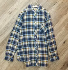 M1-01799 【Women】RopePicnic(ロペピクニック) 長袖 ネルシャツ 38(M相当) /紺×黄×白×水色 チェック柄 タグ切り取り有 G