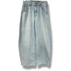 UNIQLO ユニクロ  バギーカーブジーンズ 水色 ライトブルー 221-479000 (53-28) 古着 デニム Plus-No.342