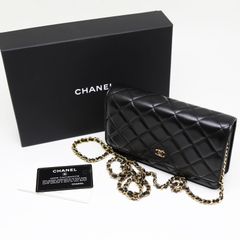 【未使用】シャネル　マトラッセ　チェーンウォレット　ショルダーバッグ　ブラック　ラムスキン　ゴールド金具　A33814