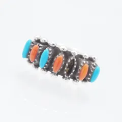 ◎ ヴィンテージ! インディアンジュエリー ターコイズ/トルコ石×赤珊瑚/コーラル×シルバー925/SV デザインネックレス 管NO.4845y 2025年最新インディアンジュエリー レッドコーラル 珊瑚の人気