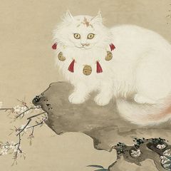 清 沈振麟 猫竹図 35 x 75 cm 装飾 コレクション 清朝花鳥画代表作 掛け物