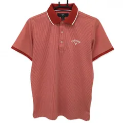 キャロウェイ 半袖ポロシャツ レッド×白 細ストライプ メンズ M ゴルフウェア Callaway