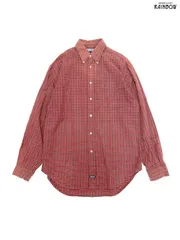古着 STRUCTURE ストラクチャー 前開き チェック柄 コットン100％ 長袖 シャツ 赤 茶 (ttu2509061)