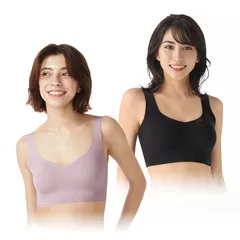 [トリンプ] スロギー ゼロ フィール ベーシック 2 ハーフトップ 2枚セット V002(ブラック×ライラック) Lサイズ 1