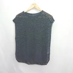 ◇ ⊂ CLOCHE クロシェ 透かし編み ノースリーブ ニット カットソー サイズ02 ネイビー レディース メンズ E  【1505290026857】