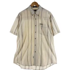 古着 90年代 ラルフローレン Ralph Lauren CHAPS チャップス ストライプ柄 ボタンダウン 半袖 コットン×リネンシャツ/eaa541077