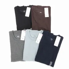 ユニクロ UNIQLO タグ付き 24AW ソフトタッチクルーネックTシャツ 5点セット XS ブラック ダークブラウン ダークグレー ブルー ネイビー /UO
