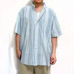 メンズXL NAUTICA ノーティカ ストライプ柄 コットン ボタンダウン 半袖シャツ S/S CS230624 【SS2308】