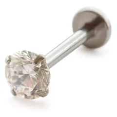 【在庫セール】[ジュエルボックス] JewelVOX ピアス 14G 16G 18G 立て爪 サージカルステンレス316L キュービックジルコニア ボディピアス 軟骨ピアス 金属アレルギー対応 クリスタル【3mm】 14G【軸6mm】