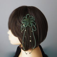 かんざし「宵ひそか」（縹×アイボリー）        