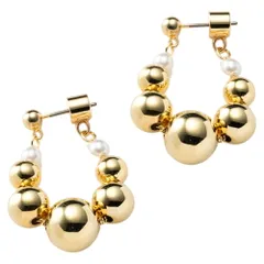【ゴールドパール×ピアス】[Cream dot. クリームドット公式] ピアス レディース  フープ 金属アレルギー ニッケルフリー メタルボール パール ミックスカラー 揺れる スフィア キャッチレス 大人 